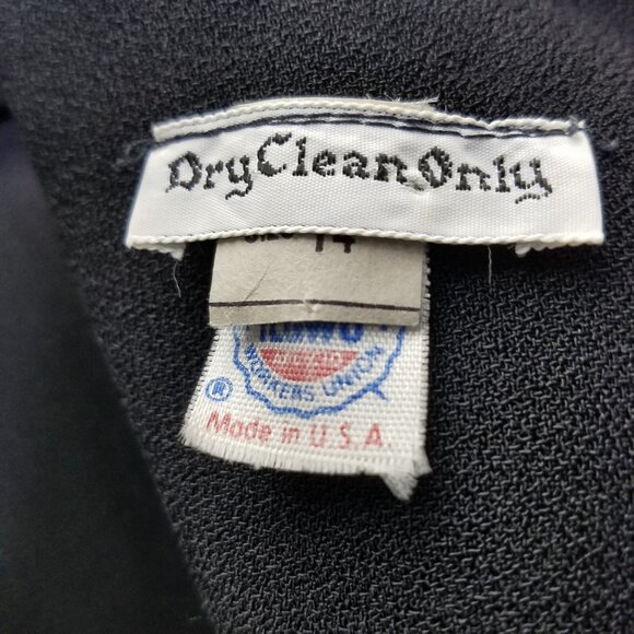 Vtg Nat Kaplan Couture Shift Dress 14 Black Long Sleeve Layered Ribbon Bow 80's - Picture 14 of 16